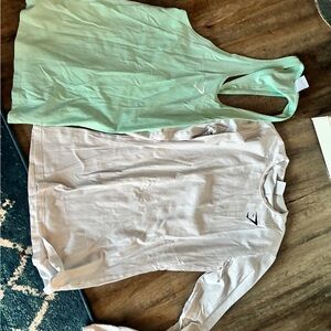 Gym shark men’s lot. Mint Green Tank Top and Light Gray Long Sleeve Shirt